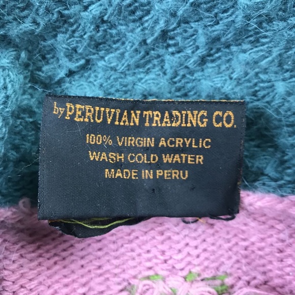 Aerika Peruvian Trading Womens Sweater Blue M L - Picture 4 of 5